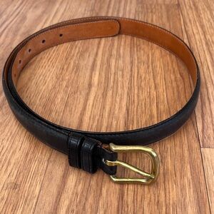Vintage Coach Black Leather Belt with Gold Brass Buckle